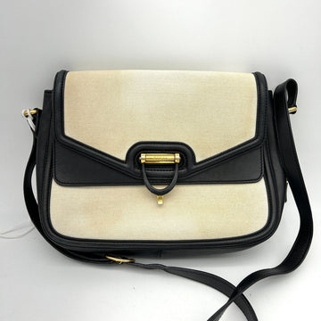Gucci Black/Off White Canvas and Leather Derby Shoulder Bag LA4610