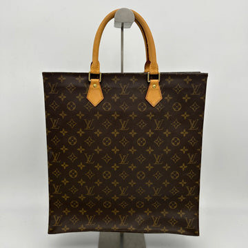 Louis Vuitton Sac Plat Monogram Brown Leather Tote Bag Medium