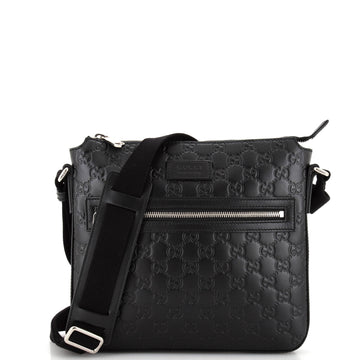 Signature Zip Messenger Bag Guccissima Leather Small