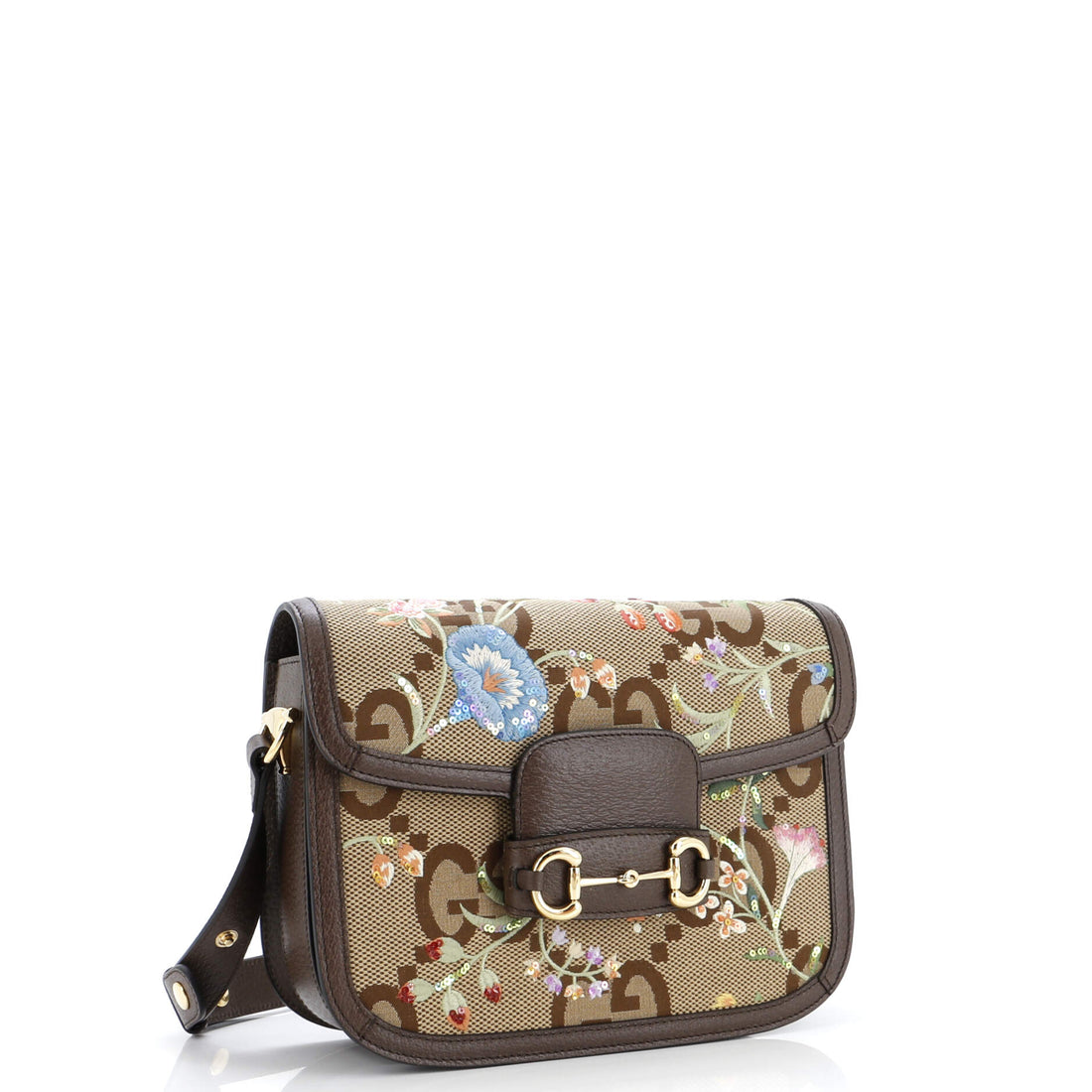 Horsebit 1955 Shoulder Bag Jumbo GG Flower Jacquard Small