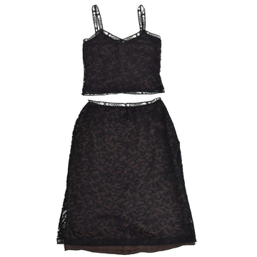 Chanel Setup Tops Skirt Black Brown 98A #42
