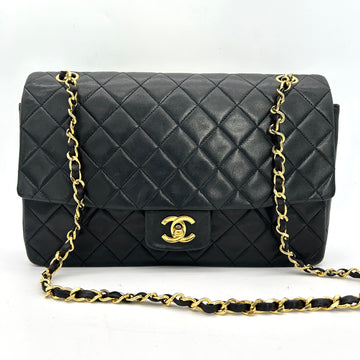 CHANEL Lambskin Quilted Medium Double Flap Black ch25259cc