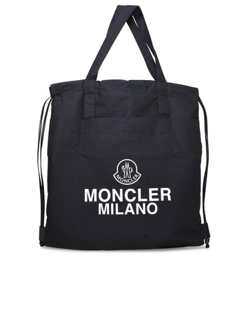 Moncler Black Cotton Blend Tote Bag Man