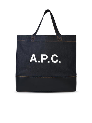 A.P.C. Large 'Shopping Axel' Navy Denim Bag Man