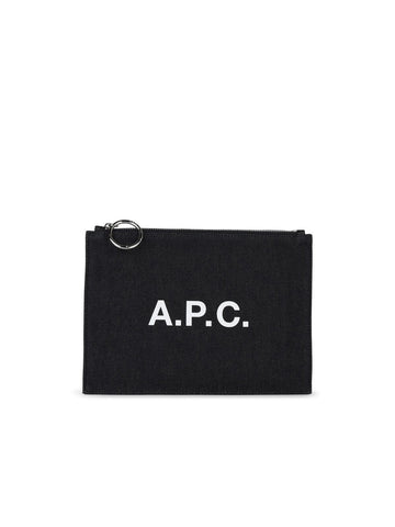 A.P.C. 'Tokyo' Blue Cotton Clutch Bag Man