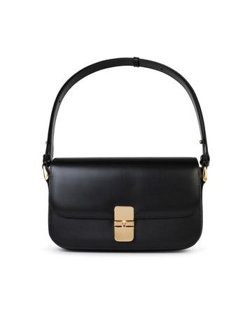 A.P.C. 'Grace Bguette' Black Smooth Leather Crossbody Bag Woman
