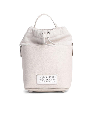 Maison Margiela 'Sac' Bucket Bag In Light Grey Leather Woman