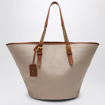 Saint Laurent Desert-Coloured Shoulder Bag In Canvas And Leather Women