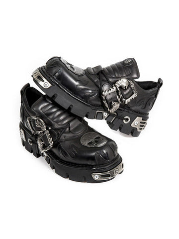 Makersluxe Punk Style Metal Ankle Platform Boots