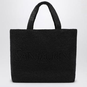 Saint Laurent Black Raffia Tote Bag With Logo Women