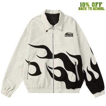 Makersluxe® Y2K Varsity Jacket Flame Print