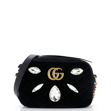 GG Marmont Shoulder Bag Crystal Embellished Matelasse Velvet Mini