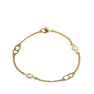 Dior CD Logo Bracelet Gold Mecca Pearl Lady Dior