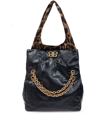 MONACO S BLACK BAG WITH LEOPARD HANDLES