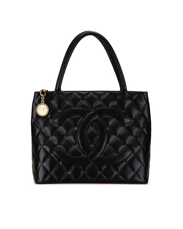 Quilted Leather Medallion Tote with Top Zip Closure