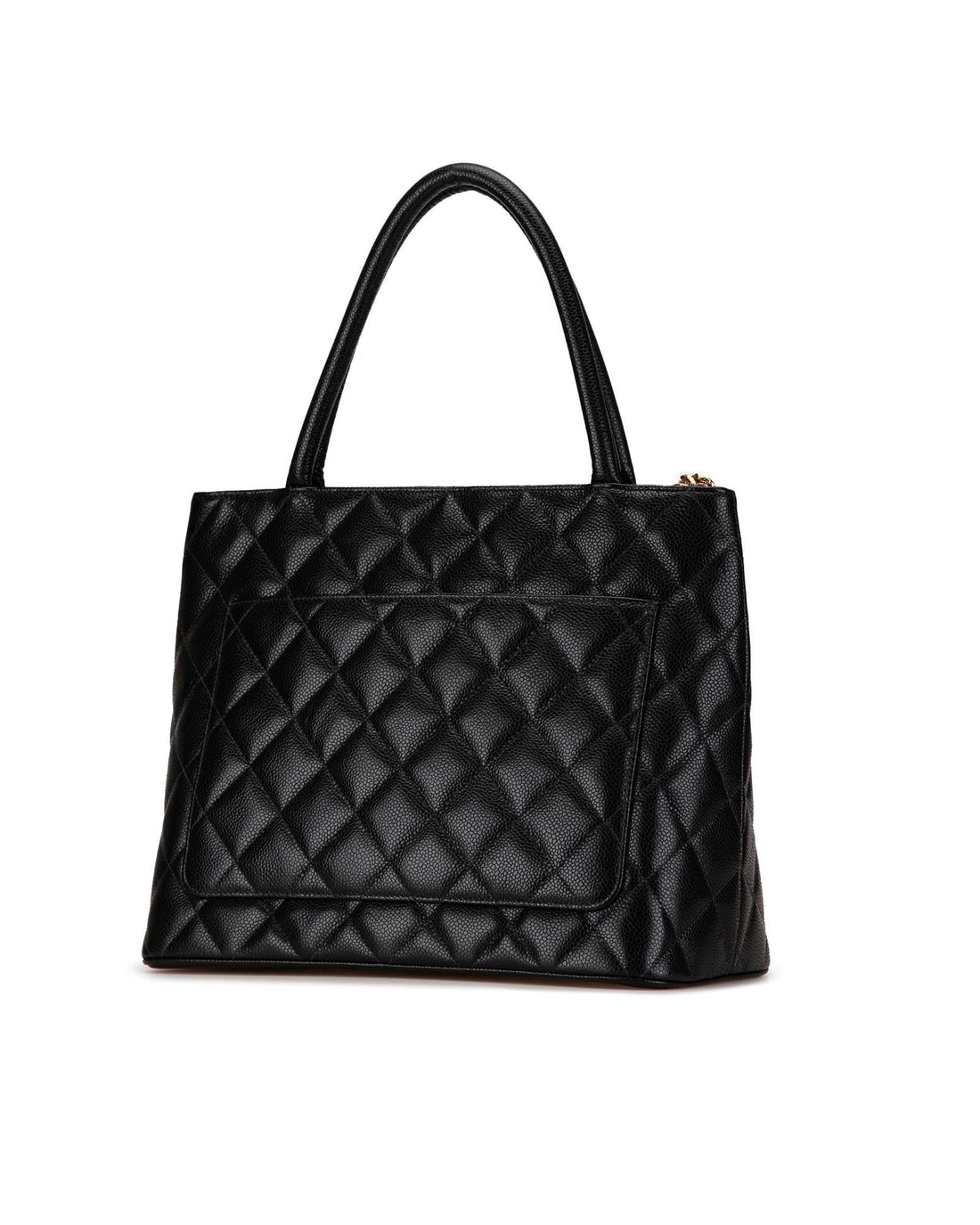 Quilted Leather Medallion Tote with Top Zip Closure