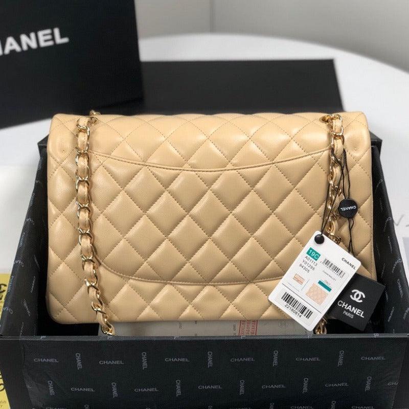 Makersluxe - Lambskin Jumbo Shoulder Bag Beige