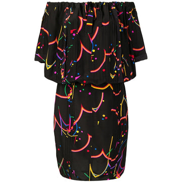 Prada Black and Multicolor Silk Dress - '00s