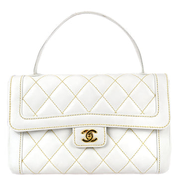 Chanel 2004-2005 White Calfskin Wild Stitch Handbag