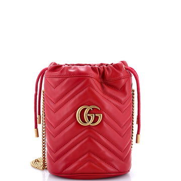 GG Marmont Bucket Bag Diagonal Quilted Leather Mini