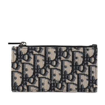 Dior Oblique Troter Card Case Passcase Coin Case Navy Beige Black Canvas Leather  Dior