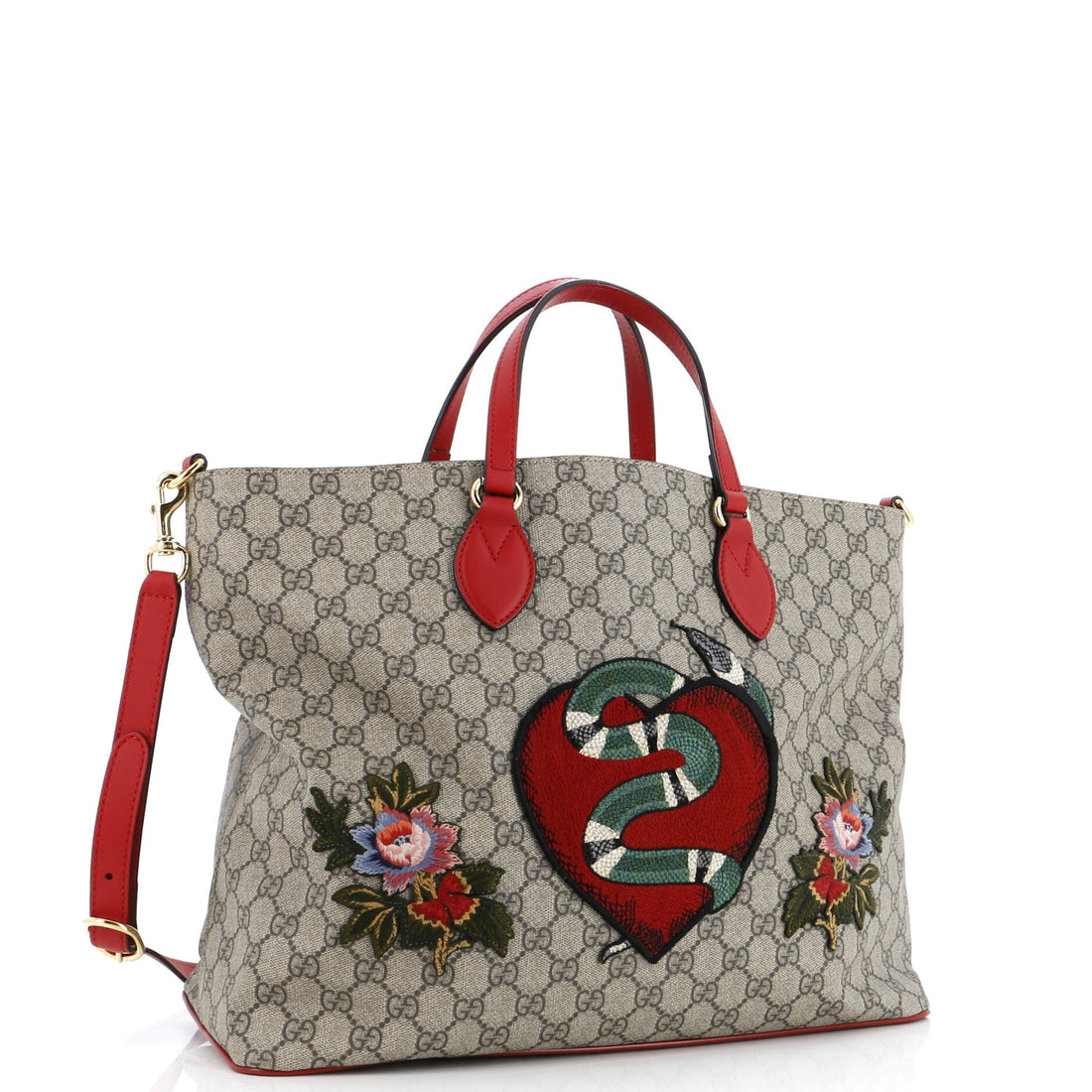 Convertible Soft Tote Embroidered GG Coated Canvas Medium