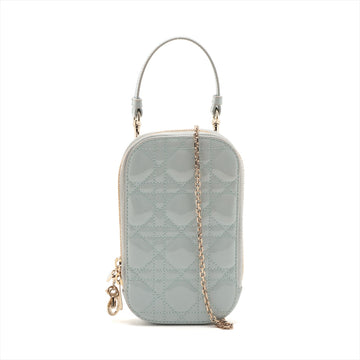 Christian Dior Canaridge Foundhalter Patent Leather Chain Shoulder Bag Blue