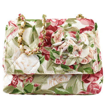 Chanel 1997-1999 Camellia Printed Chain Shoulder Bag