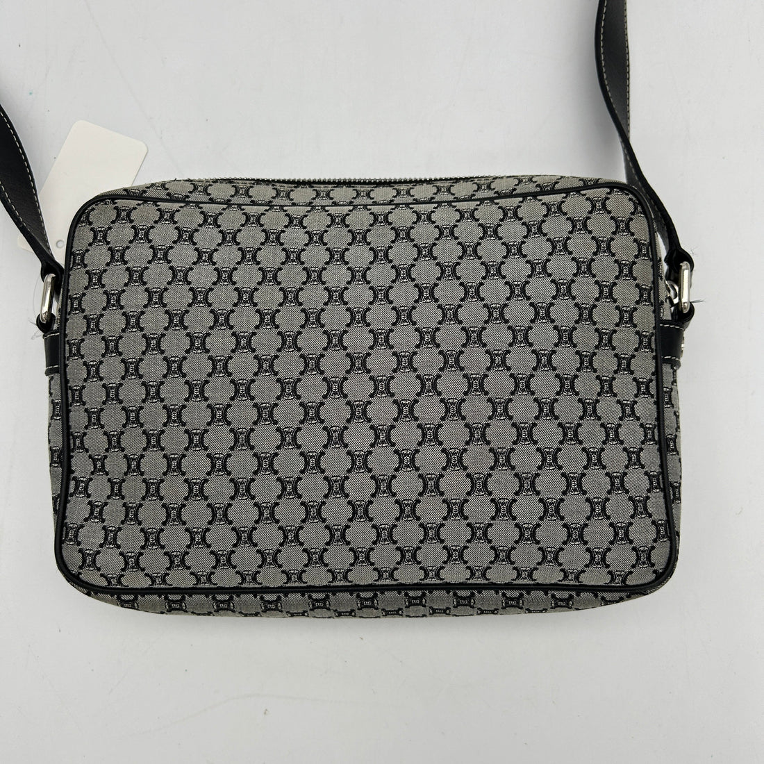 Celine Macadam Canvas Crossbody Bag Black Grey Medium
