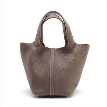 Hermes Picotin Lock PM  Clemence Etoupe Silver