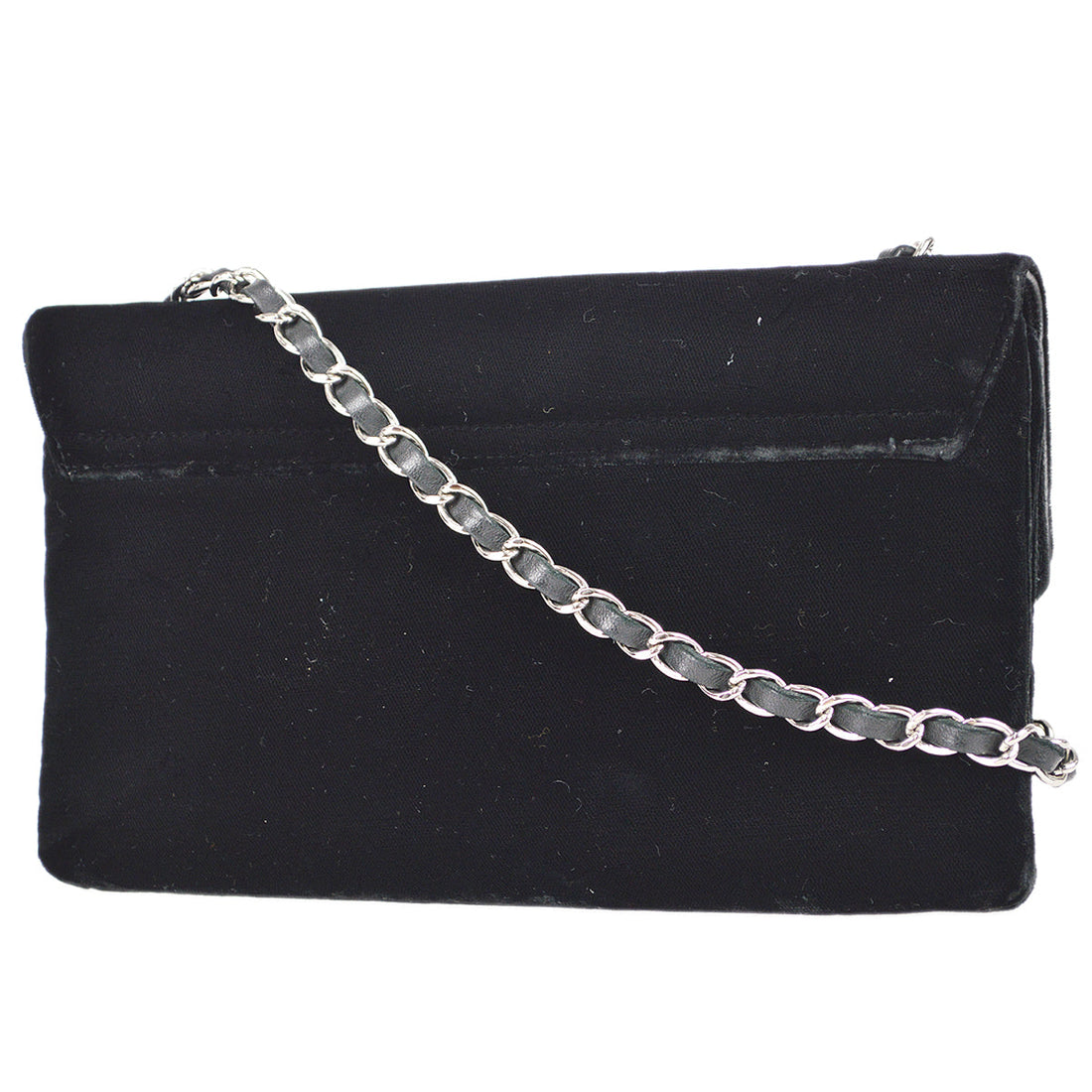 Chanel 2005-2006 Camelia Chain Shoulder Bag Black Velvet