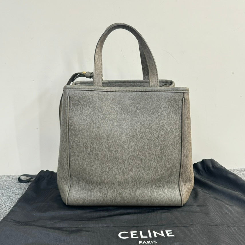 Celine Fold Cabas Tote Bag Greige Leather Medium