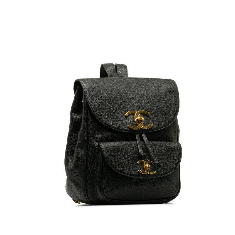 Chanel Vintage Decacoco Cocomark Rucksack Black Caviar   CHANEL