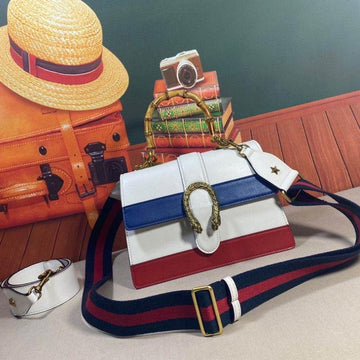 Makersluxe - White Blue & Red Dionysus Mini Top Handle Bag