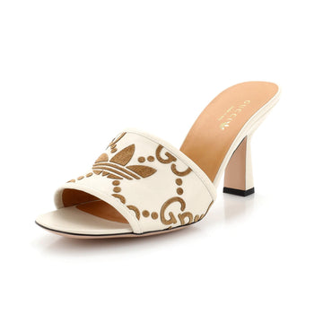 x adidas Women's Heeled Mules GG Embossed Leather