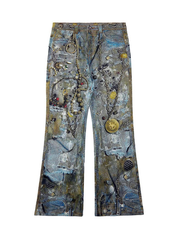 Makersluxe Graffiti BORO Destruction Chain Jeans - 2110