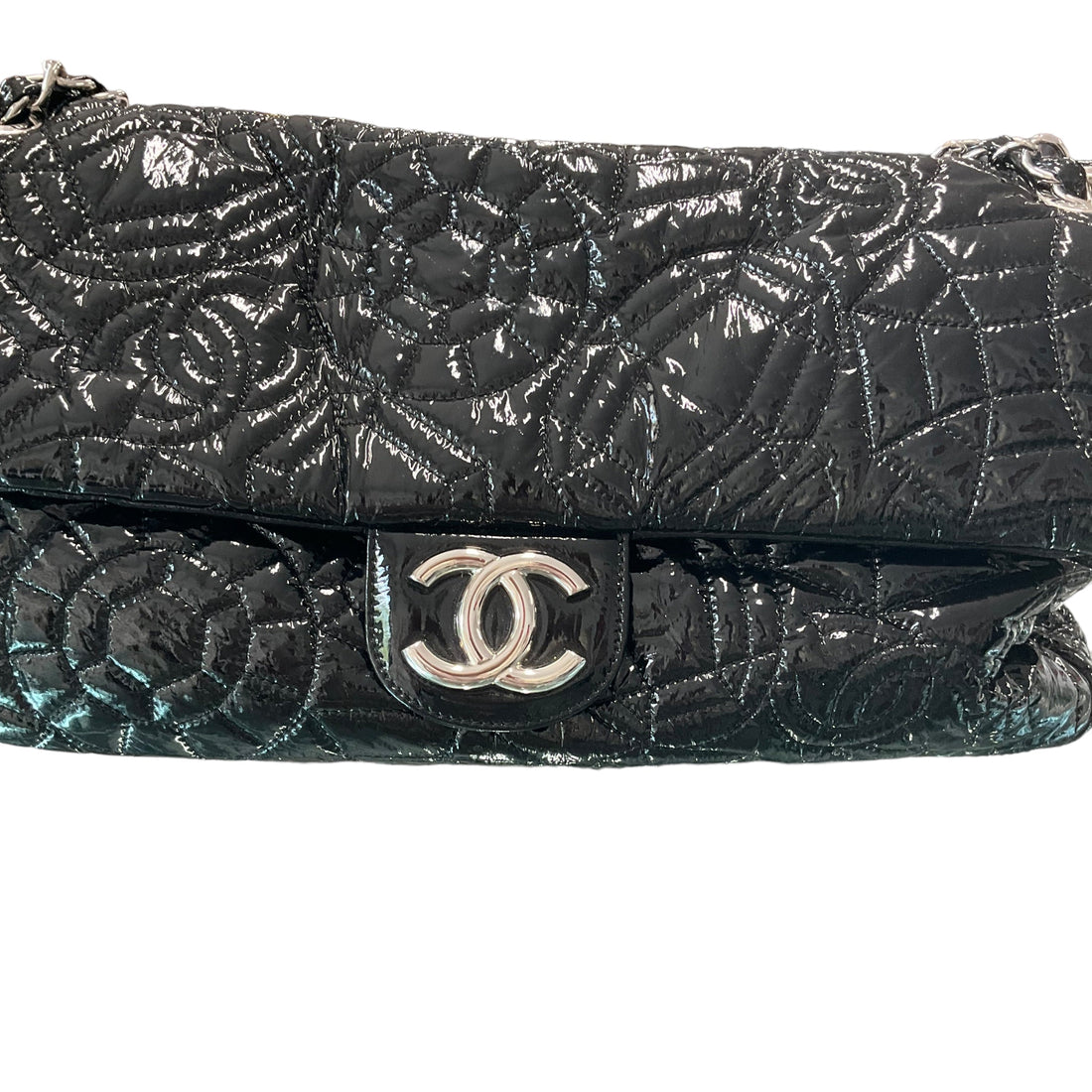 Chanel Quilted Patent Leather Hobo Shoulder Bag