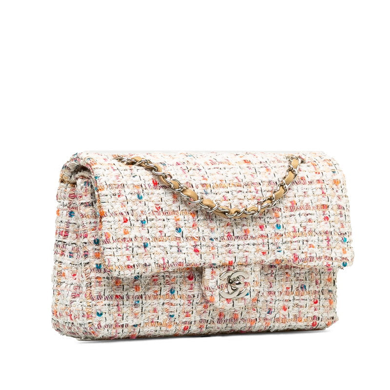Chanel Coco  Chain Shoulder Bag White Multicolor Tweed  Chanel