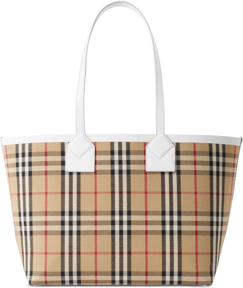 Check Motif Small Tote Bag