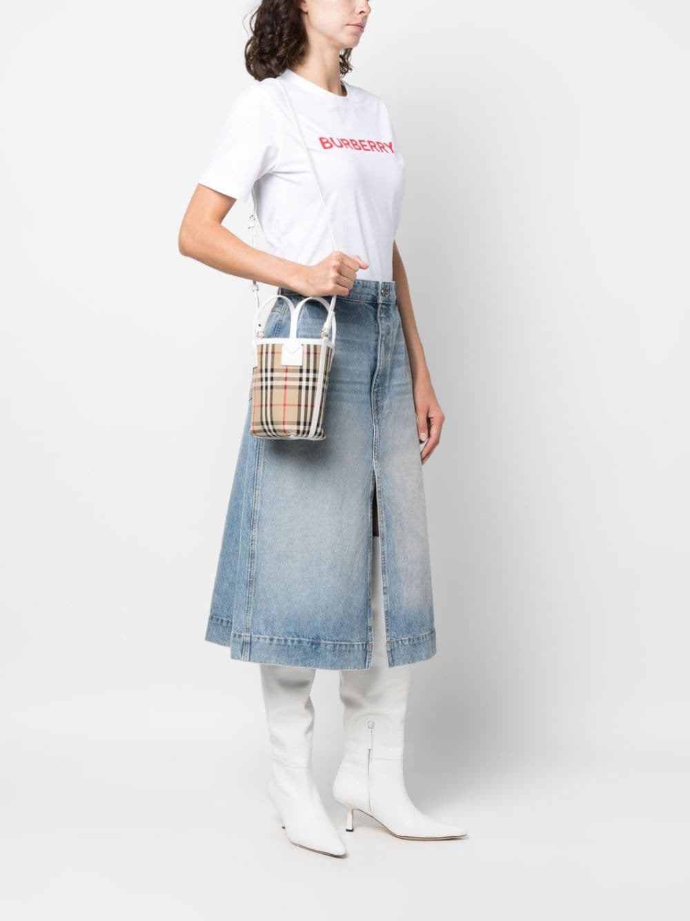 Check Motif Mini Bucket Bag