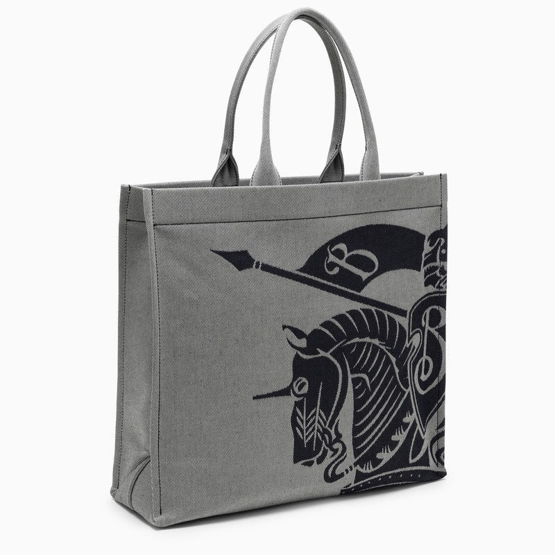 Burberry Medium Grey Canvas Tote Bag With Logo Men
