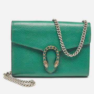 Gucci Green Leather Dionysus Wallet On Chain..