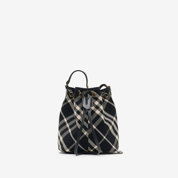 BLACK CHECK CLUTCH SHOULDER BAG WITH DRAWSTRING