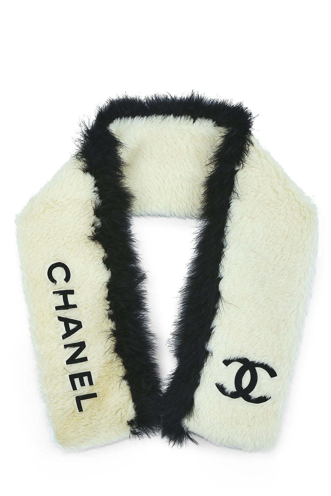 Chanel,  Cream & Black Faux Fur Scarf, Multi
