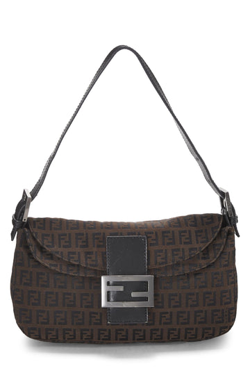 Fendi,  Black Nylon Zucchino Shoulder Bag, Brown