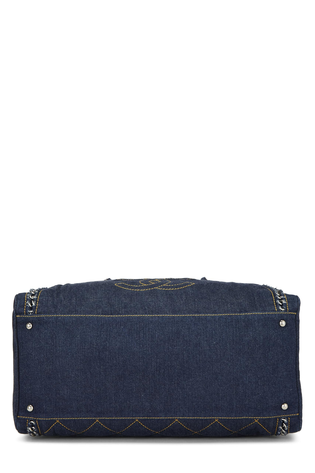 Chanel,  Blue Denim Luxe Ligne Bowler Large, Blue