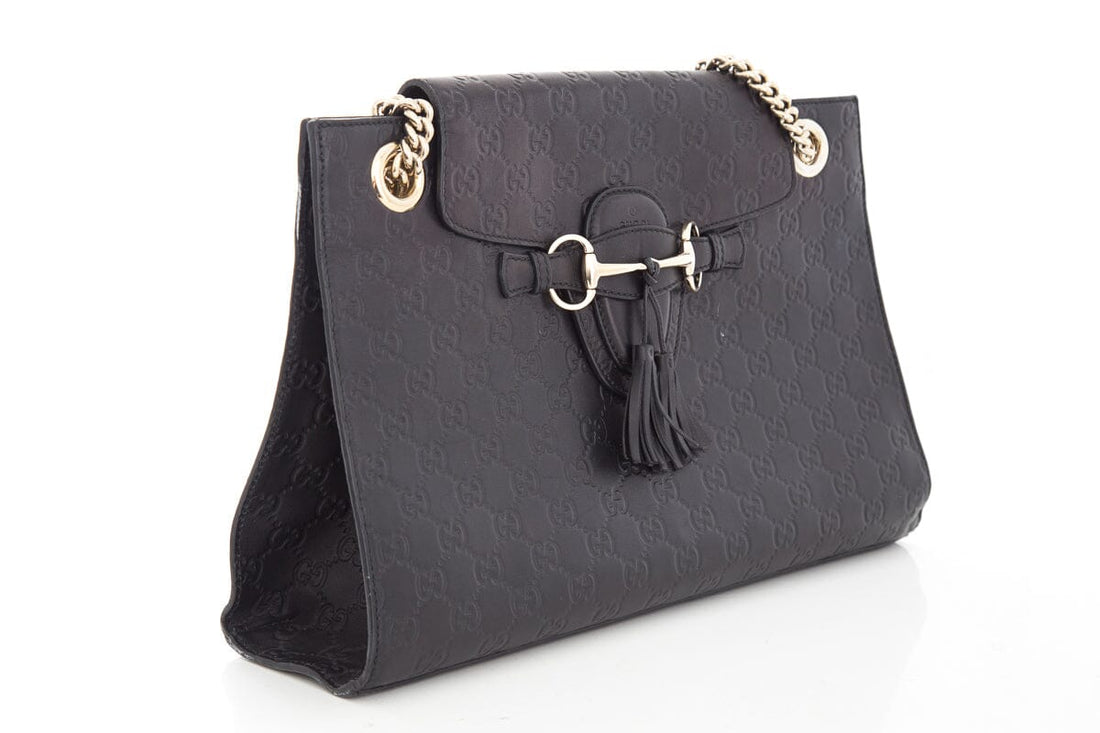 Gucci Black Guccissima Chain Shoulder Handbag