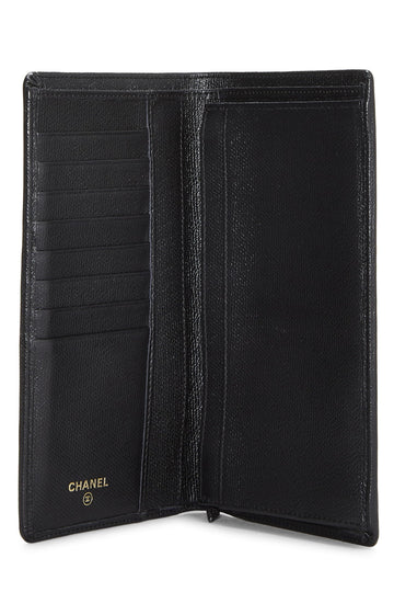 Chanel,  Black Calfskin Long Wallet, Black