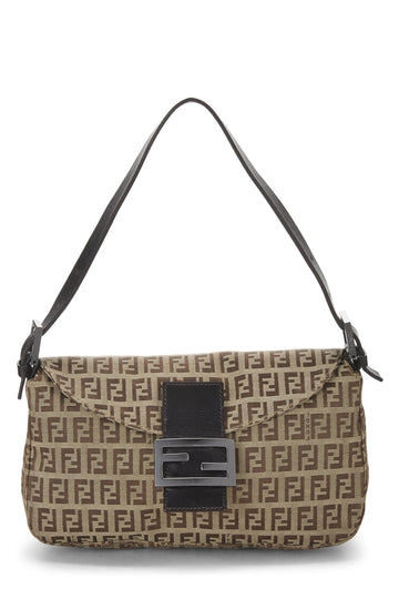 Fendi,  Brown Zucchino Canvas Shoulder Bag, Brown