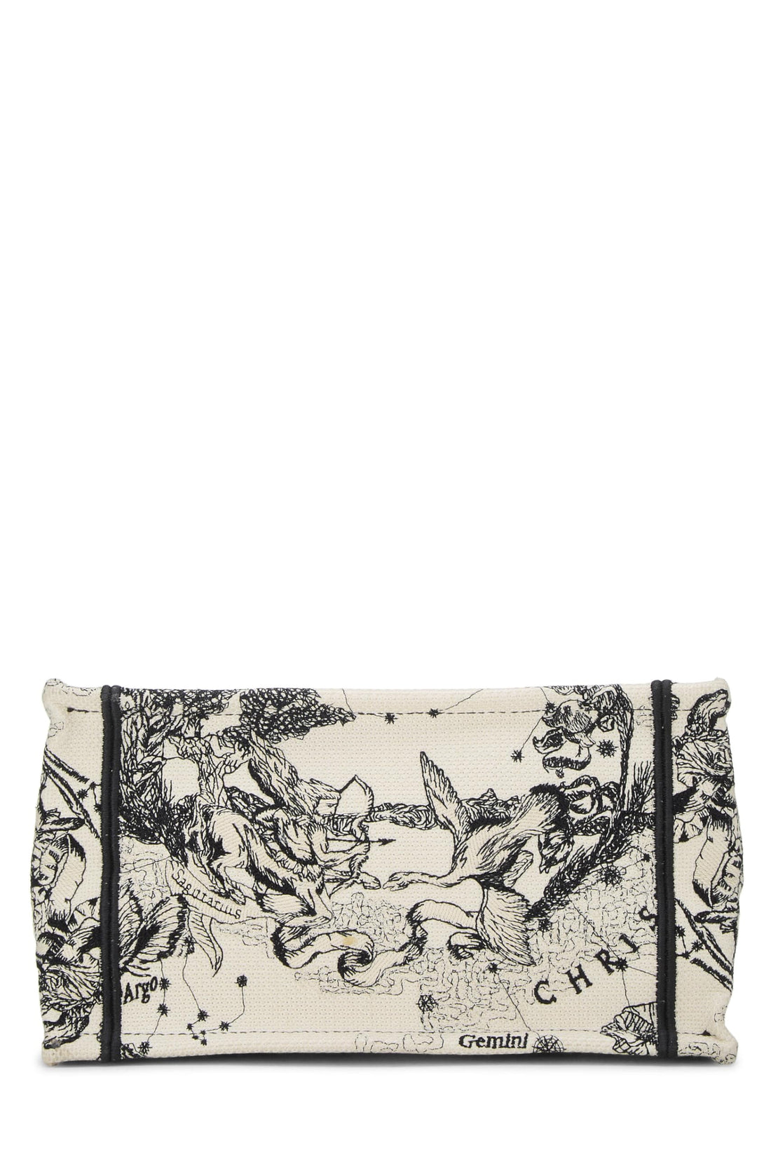 Dior,  Black & White Zodiac Embroidered Canvas Book Tote Small, White
